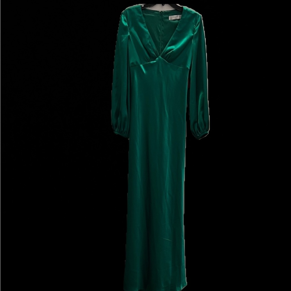 Elegant Green Satin Dress
